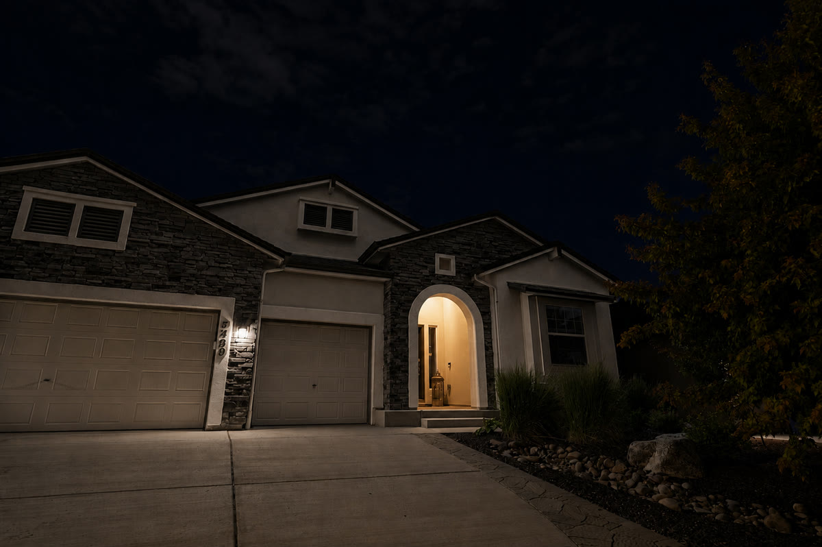Before-style visualization of a home before permanent exterior lighting