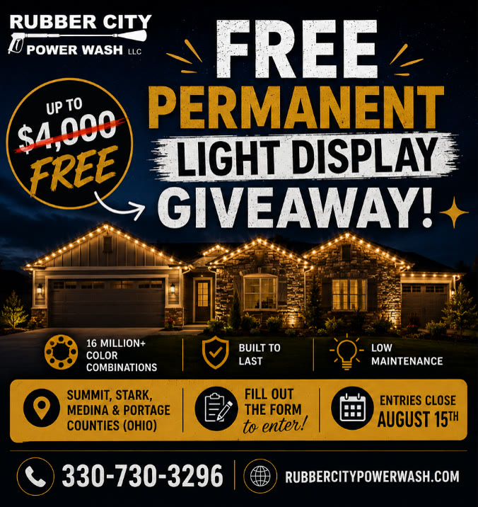 Rubber City Power Wash Free Permanent Light Display Giveaway creative