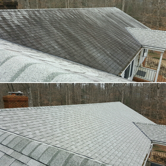Soft wash roof cleaning service in Akron Ohio by Rubber City Power Wash